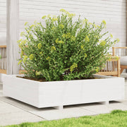 plantekasse 100x100x26,5 cm massivt fyrretræ hvid