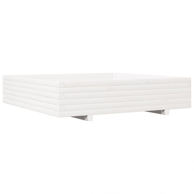 plantekasse 110x110x26,5 cm massivt fyrretræ hvid