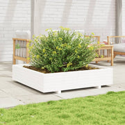 plantekasse 110x110x26,5 cm massivt fyrretræ hvid