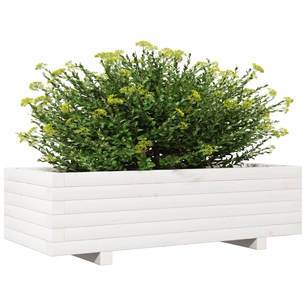 plantekasse 90x40x26,5 cm massivt fyrretræ hvid