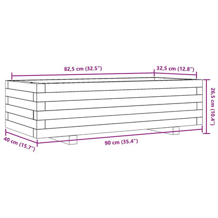 plantekasse 90x40x26,5 cm massivt fyrretræ gyldenbrun