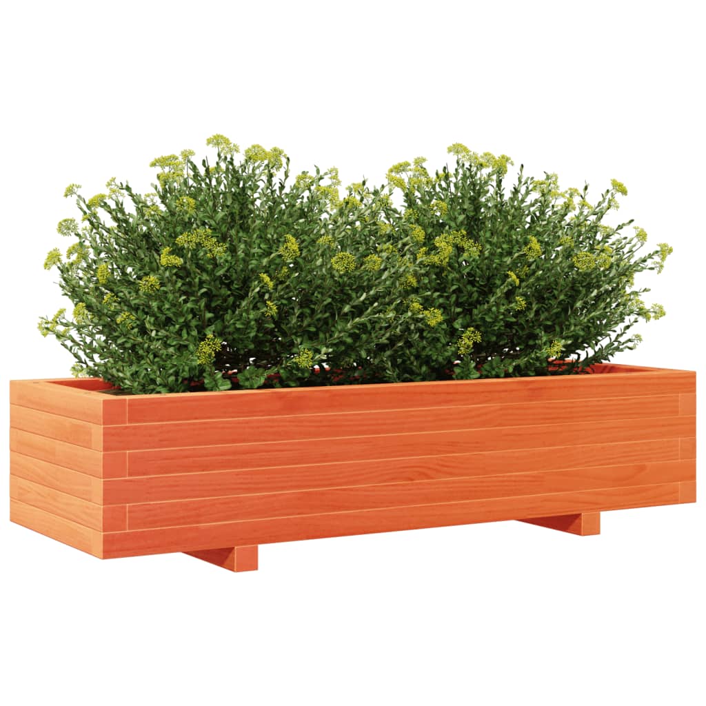 plantekasse 110x40x26,5 cm massivt fyrretræ gyldenbrun