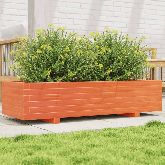 plantekasse 110x40x26,5 cm massivt fyrretræ gyldenbrun