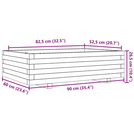 plantekasse 90x60x26,5 cm massivt fyrretræ
