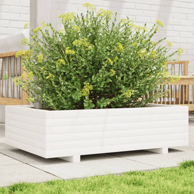 plantekasse 90x60x26,5 cm massivt fyrretræ hvid