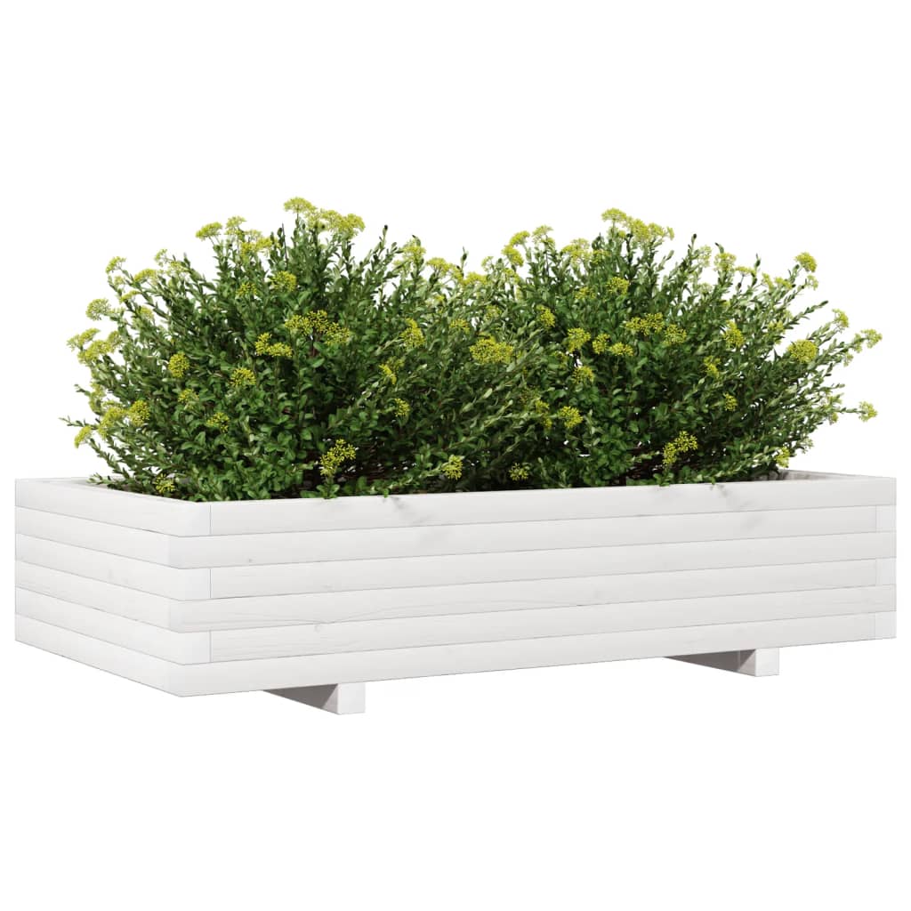 plantekasse 110x60x26,5 cm massivt fyrretræ hvid