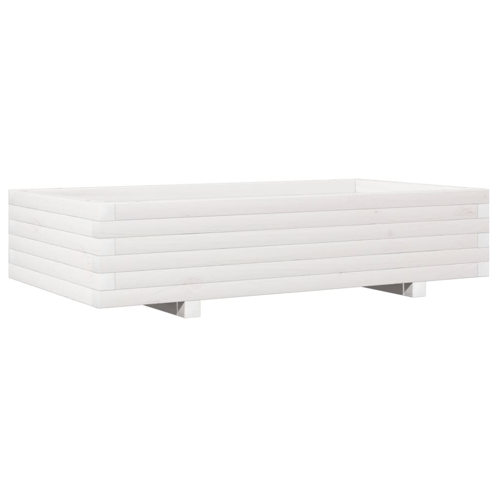 plantekasse 110x60x26,5 cm massivt fyrretræ hvid