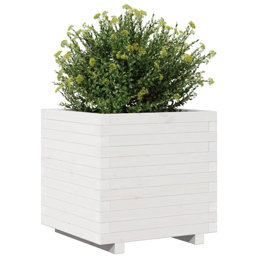 plantekasse 50x50x49,5 cm massivt fyrretræ hvid