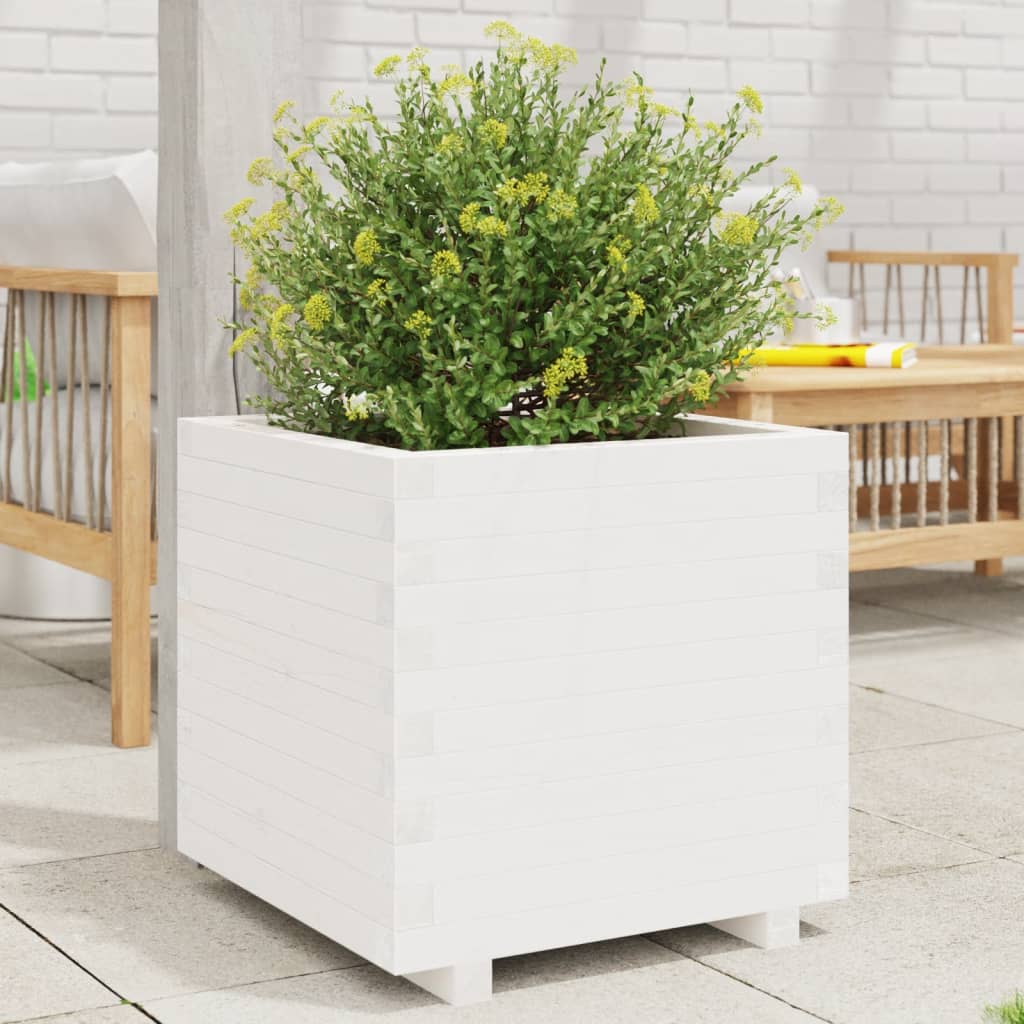 plantekasse 50x50x49,5 cm massivt fyrretræ hvid