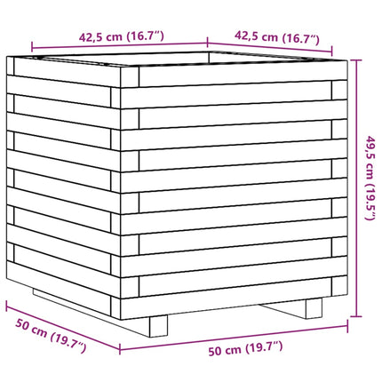 plantekasse 50x50x49,5 cm massivt fyrretræ gyldenbrun