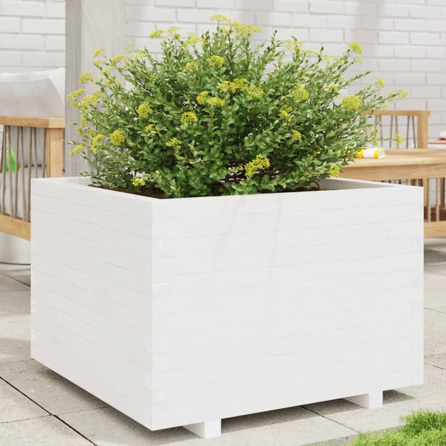 plantekasse 70x70x49,5 cm massivt fyrretræ hvid
