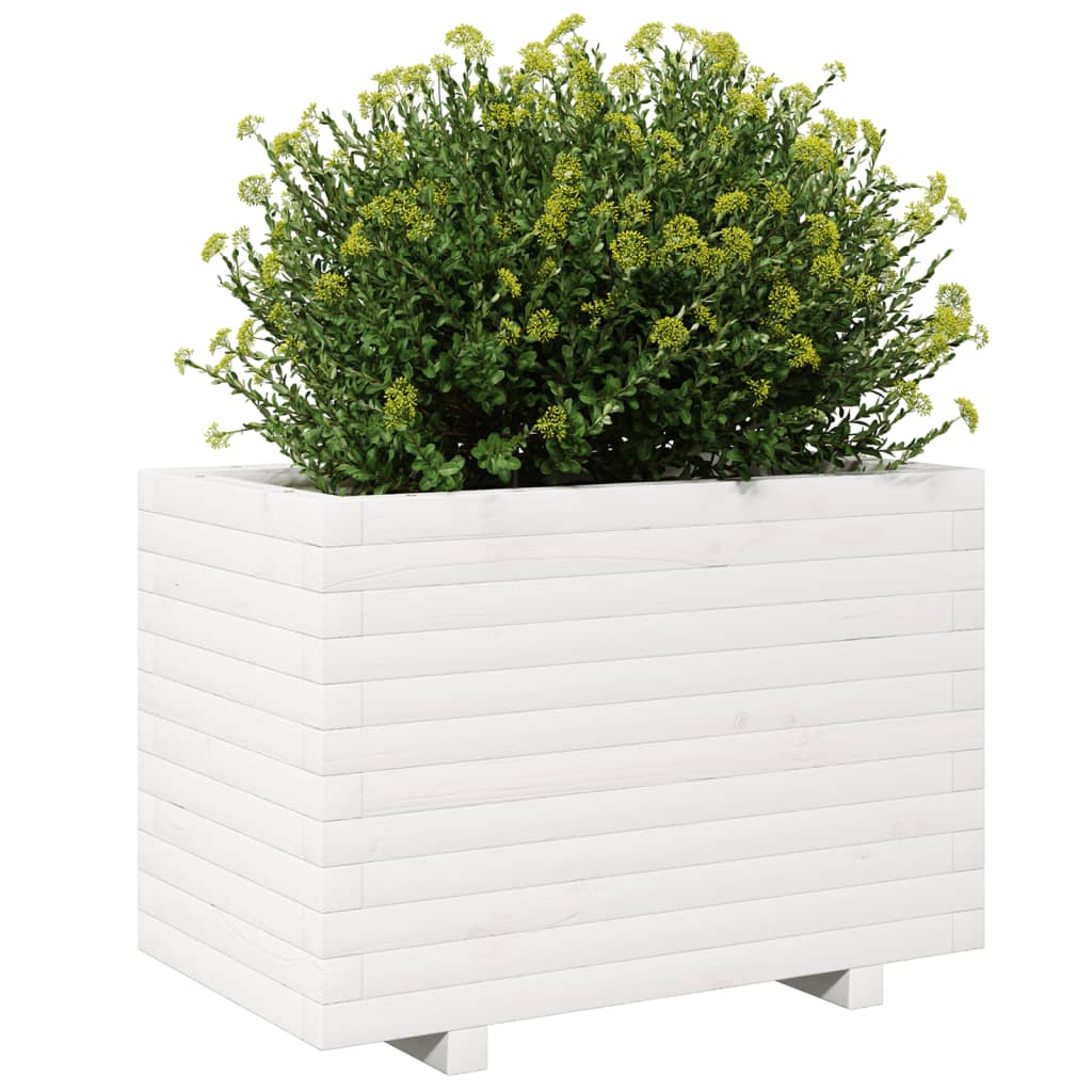 plantekasse 70x40x49,5 cm massivt fyrretræ hvid
