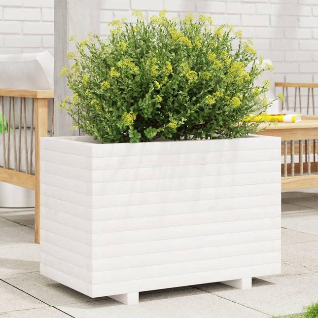 plantekasse 70x40x49,5 cm massivt fyrretræ hvid