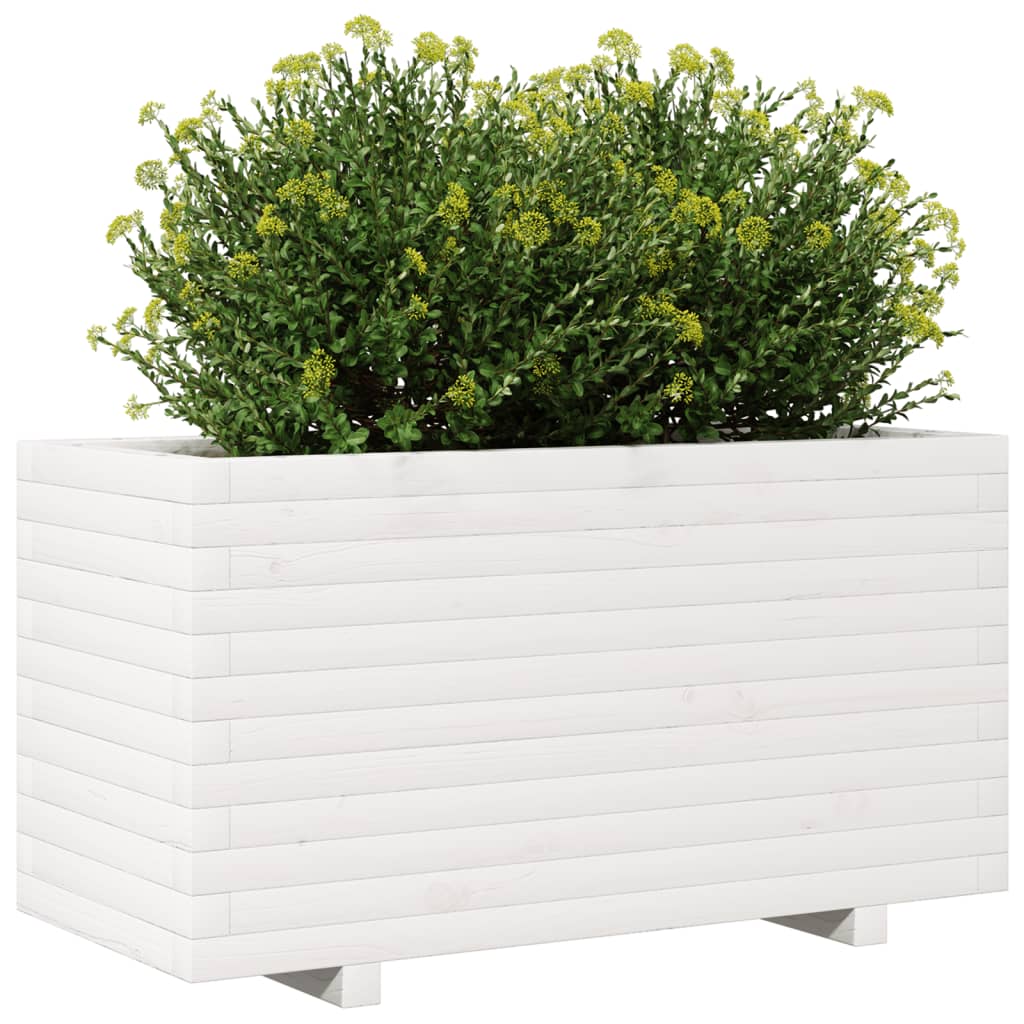 plantekasse 90x40x49,5 cm massivt fyrretræ hvid