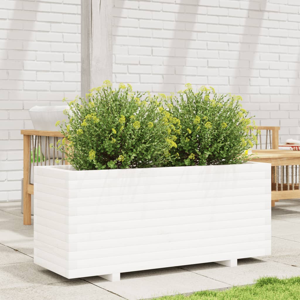 plantekasse 110x40x49,5 cm massivt fyrretræ hvid