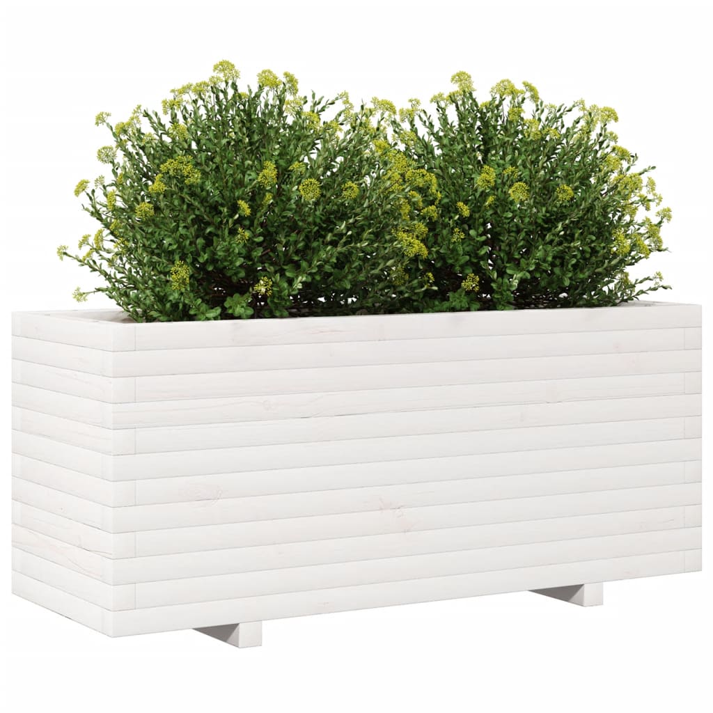 plantekasse 110x40x49,5 cm massivt fyrretræ hvid