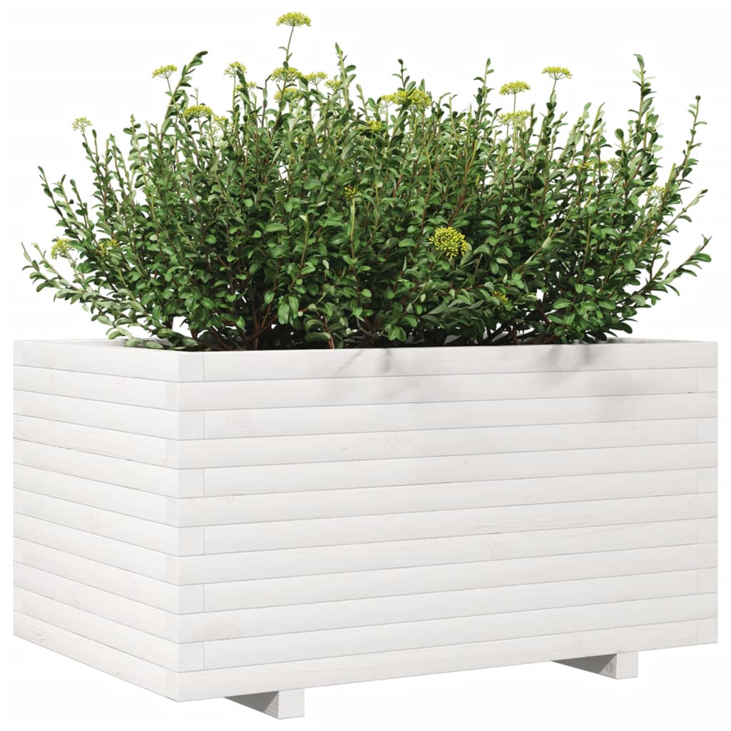 plantekasse 90x60x49,5 cm massivt fyrretræ hvid
