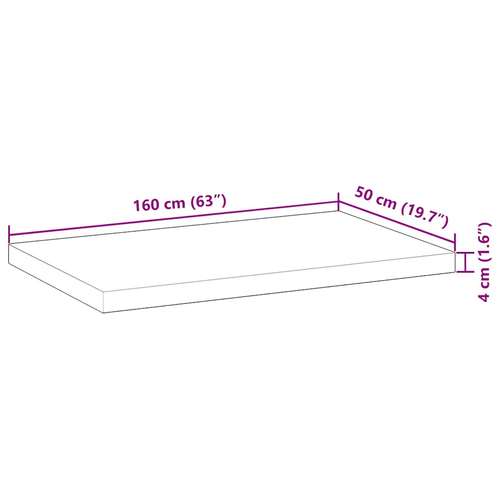 bordplade 160x50x4 cm rektangulær massivt akacietræ