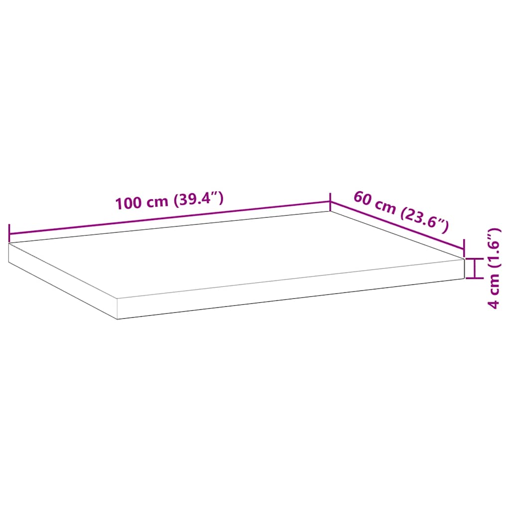 bordplade 100x60x4 cm rektangulær massivt akacietræ