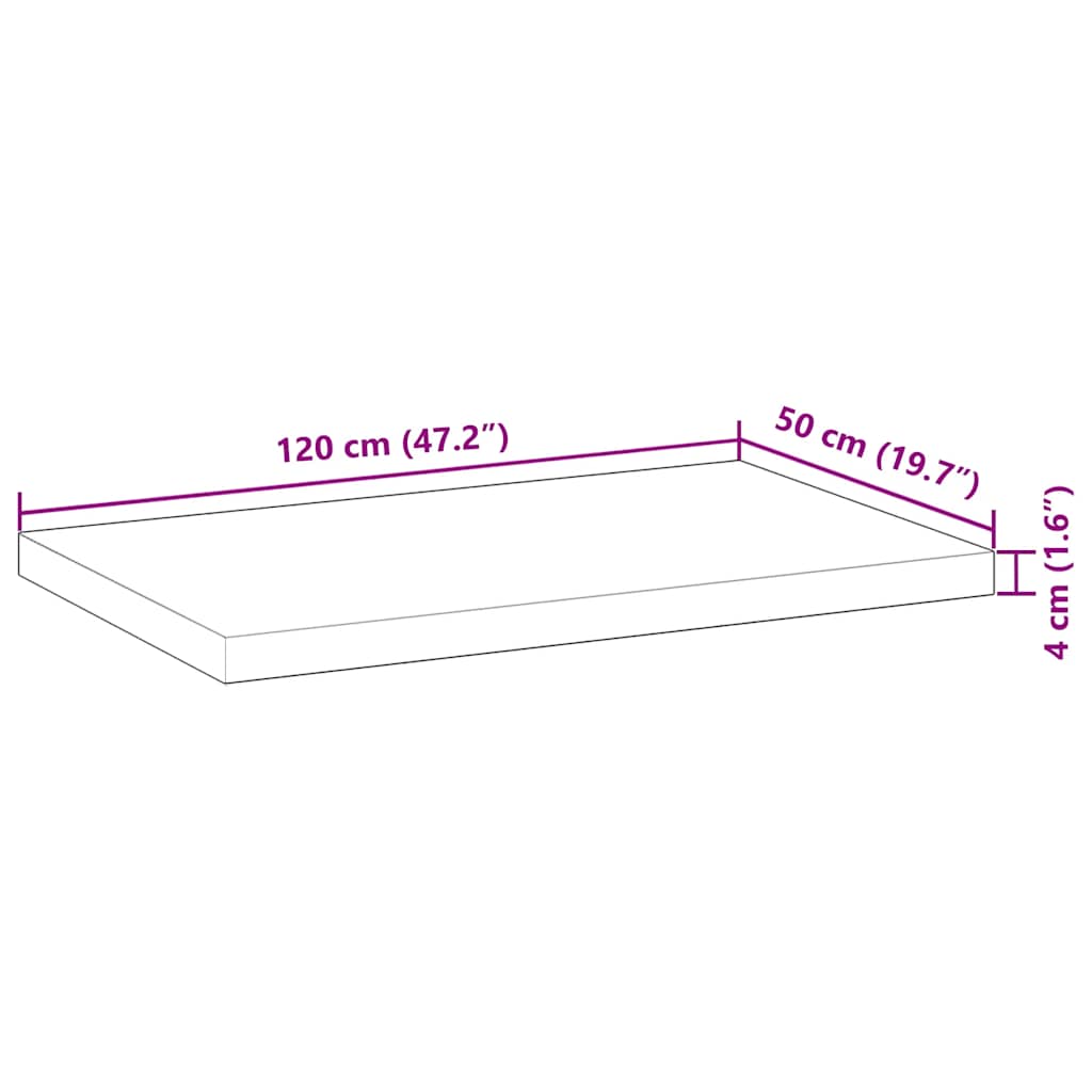 bordplade 120x50x4 cm rektangulær massivt akacietræ