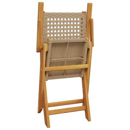 spisebordssæt til haven 7 dele polyrattan og massivt træ beige