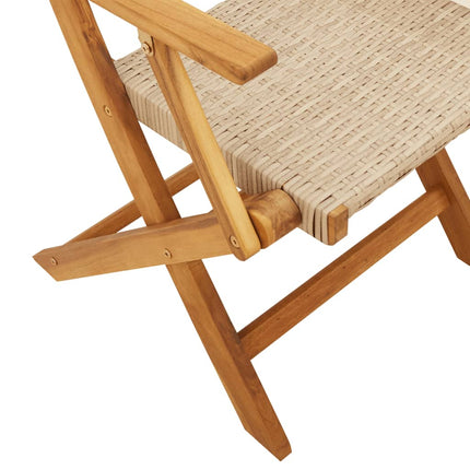 spisebordssæt til haven 7 dele polyrattan og massivt træ beige