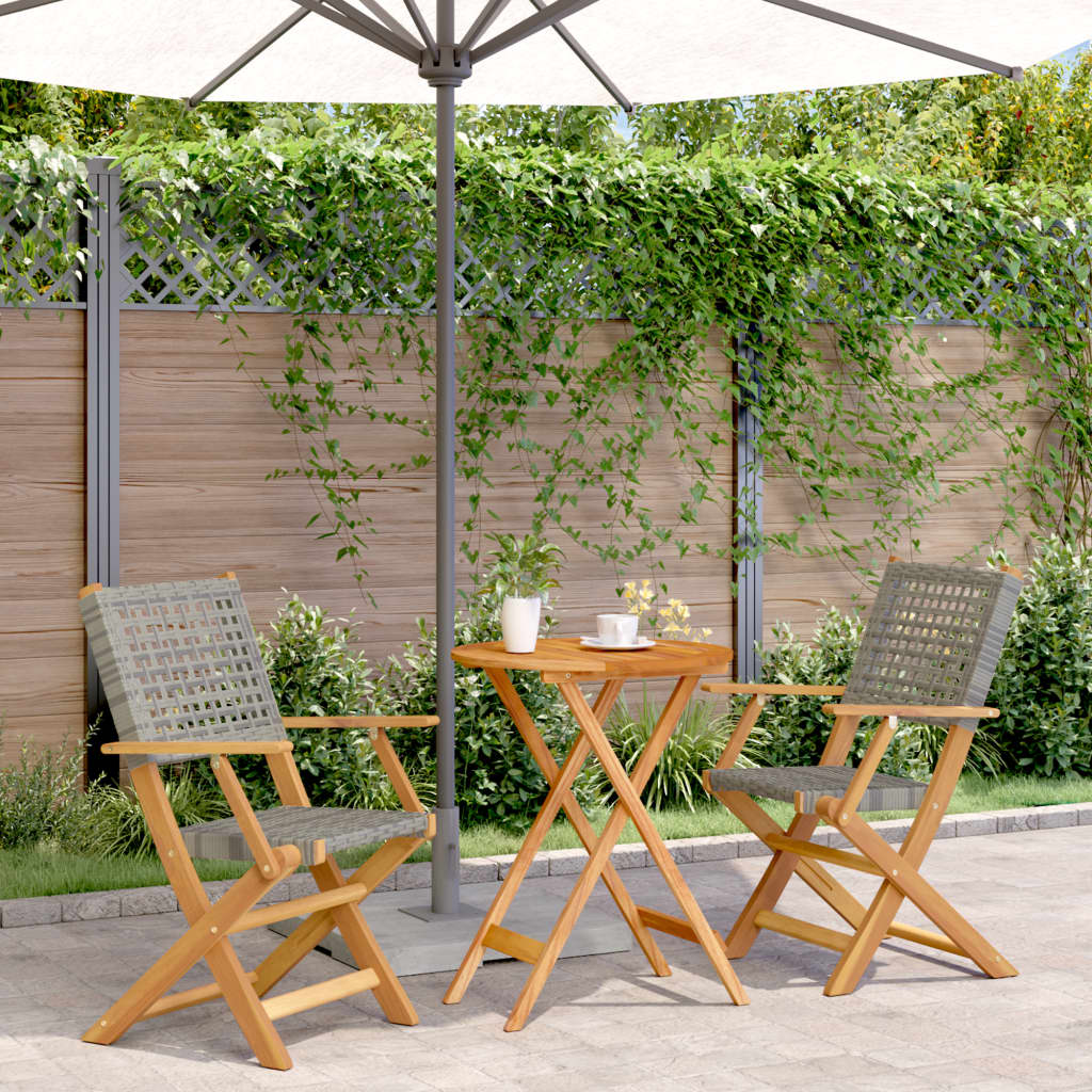 bistrost 3 dele polyrattan og massivt tr gr