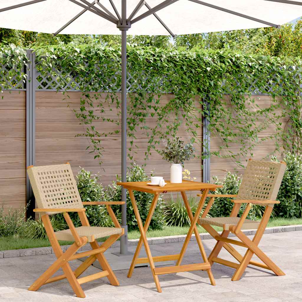 bistrost 3 dele polyrattan og massivt tr beige