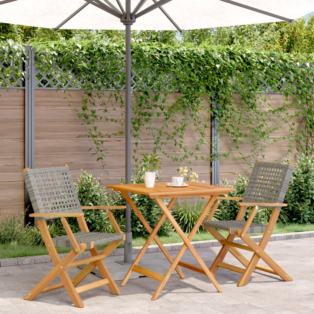 bistrost 3 dele polyrattan og massivt tr gr