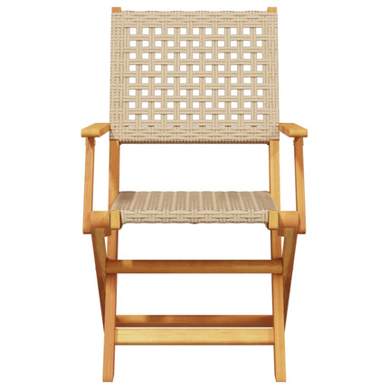 bistrosæt 3 dele polyrattan og massivt træ beige