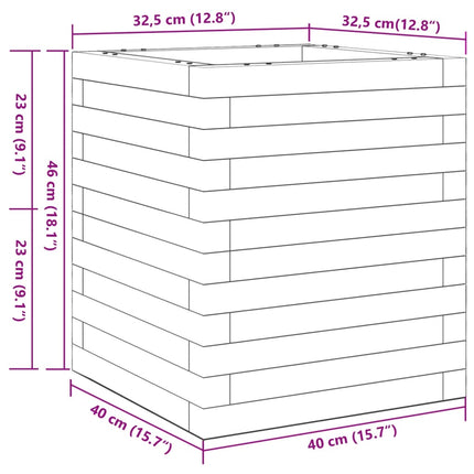 plantekasse 40x40x46 cm massivt fyrretræ gyldenbrun