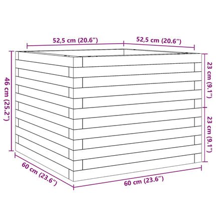 plantekasse 60x60x46 cm massivt fyrretræ hvid