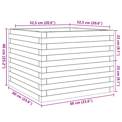 plantekasse 60x60x46 cm massivt fyrretræ gyldenbrun