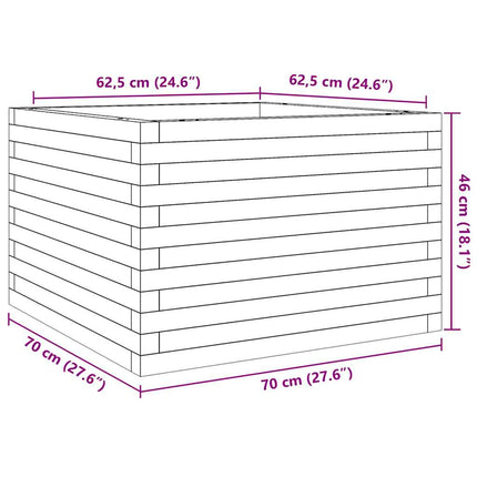 plantekasse 70x70x46 cm massivt fyrretræ gyldenbrun