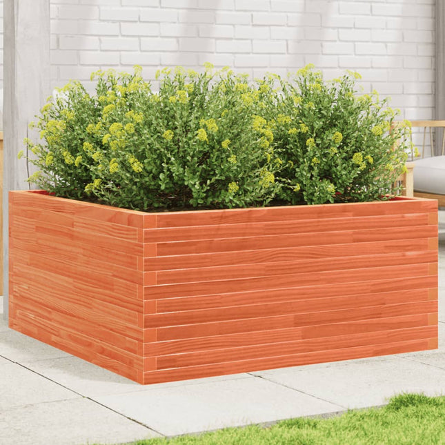 plantekasse 100x100x46 cm massivt fyrretræ gyldenbrun