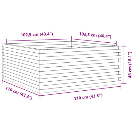 plantekasse 110x110x46 cm massivt fyrretræ hvid