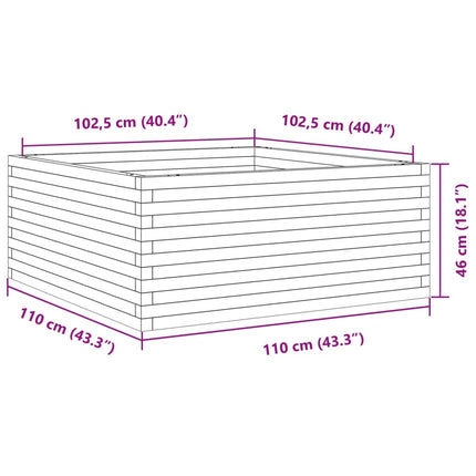 plantekasse 110x110x46 cm massivt fyrretræ gyldenbrun