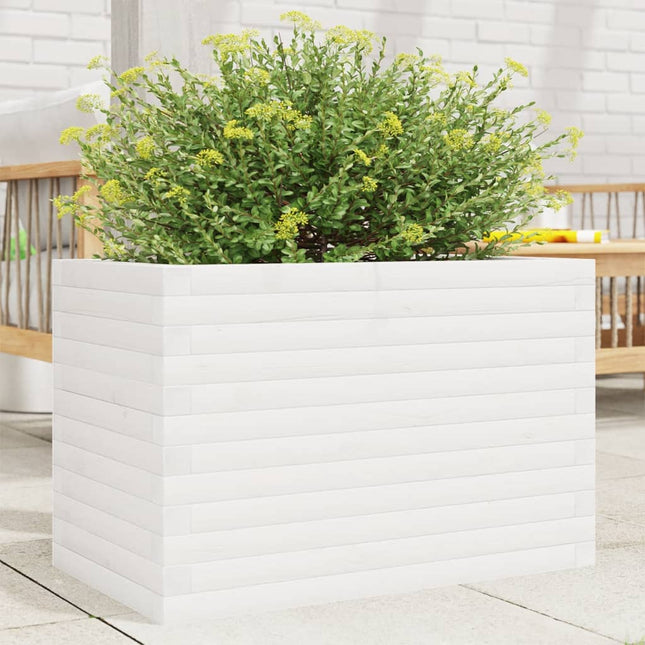 plantekasse 70x40x46 cm massivt fyrretræ hvid