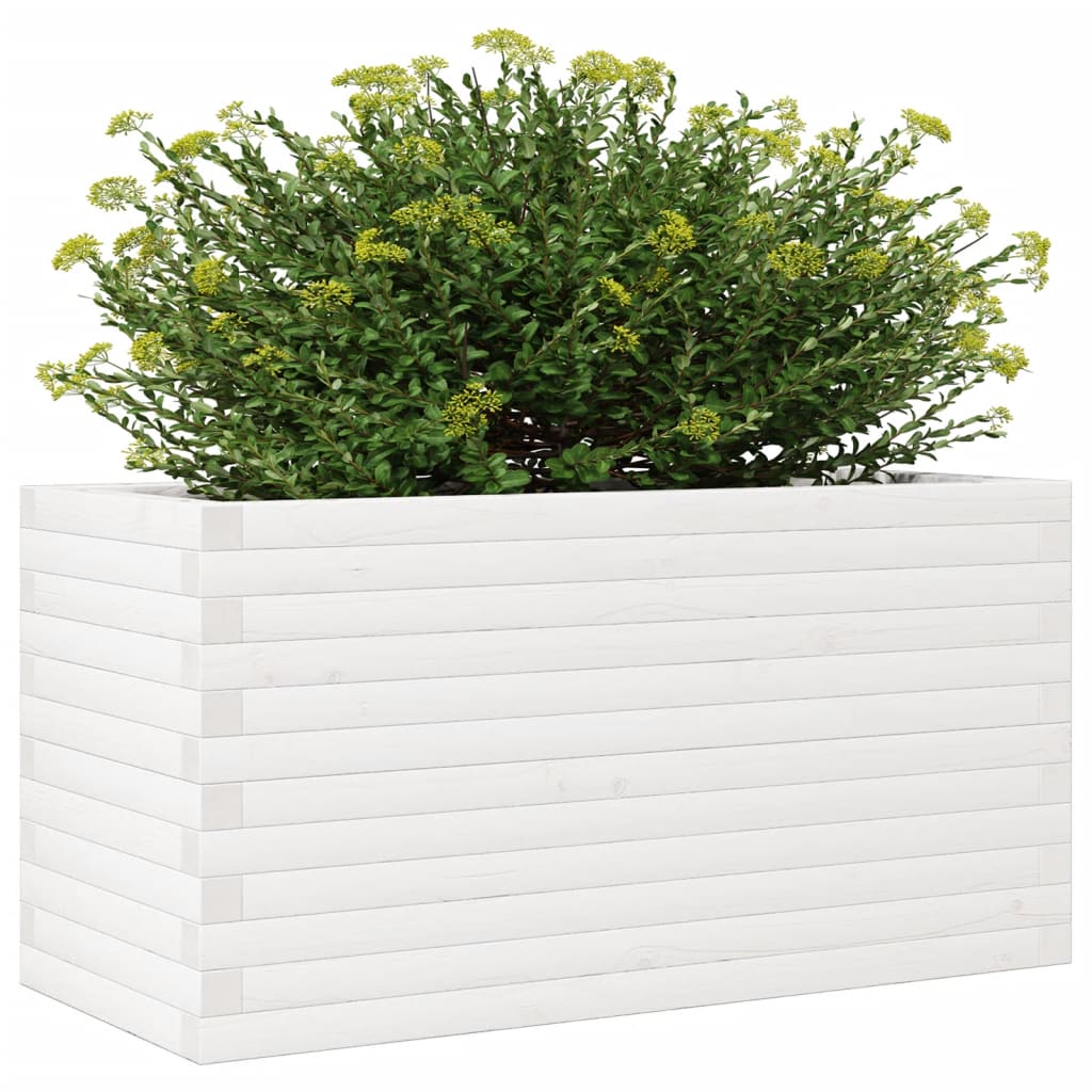 plantekasse 90x40x46 cm massivt fyrretræ hvid
