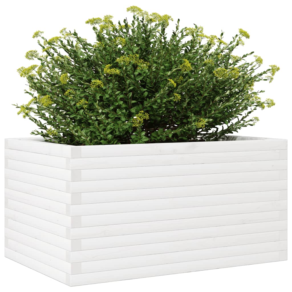 plantekasse 90x60x46 cm massivt fyrretræ hvid