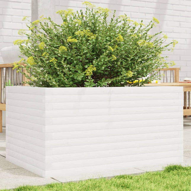 plantekasse 90x60x46 cm massivt fyrretræ hvid