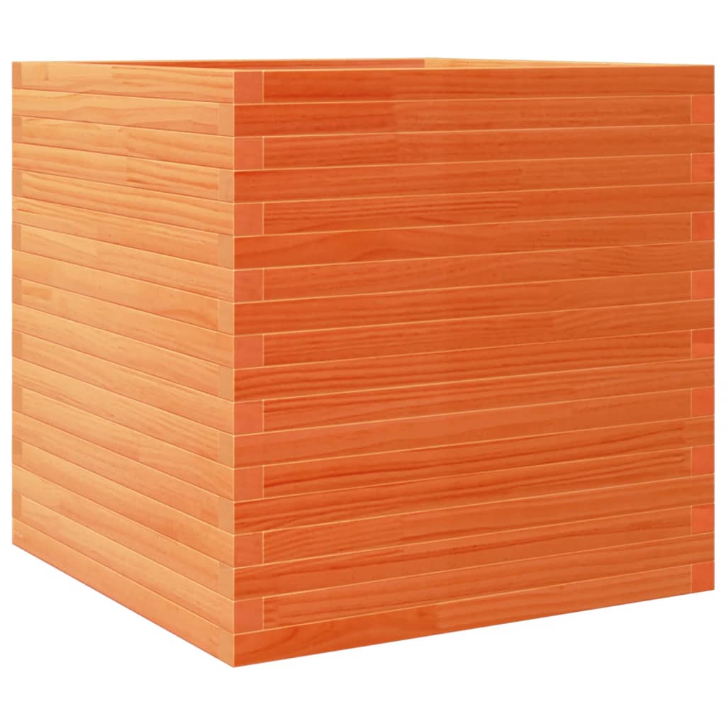 plantekasse 70x70x68,5 cm massivt fyrretræ gyldenbrun