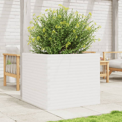 plantekasse 80x80x68,5 cm massivt fyrretræ hvid