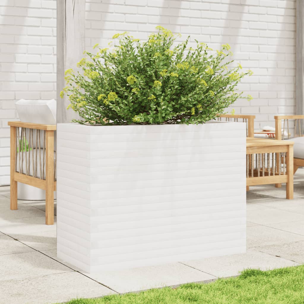 plantekasse 90x40x68,5 cm massivt fyrretræ hvid