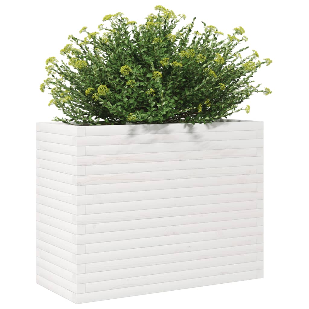 plantekasse 90x40x68,5 cm massivt fyrretræ hvid