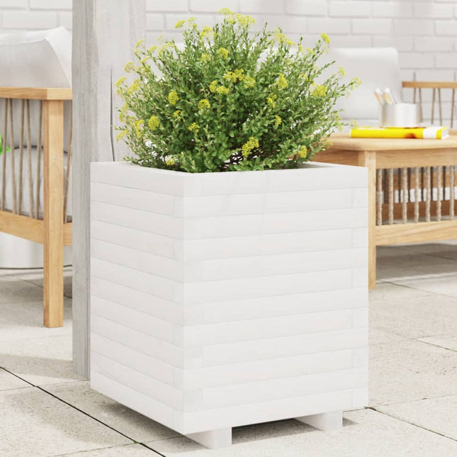 plantekasse 40x40x49,5 cm massivt fyrretræ hvid
