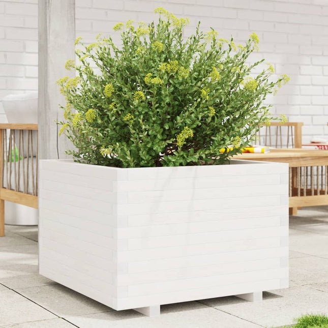 plantekasse 70x70x49,5 cm massivt fyrretræ hvid