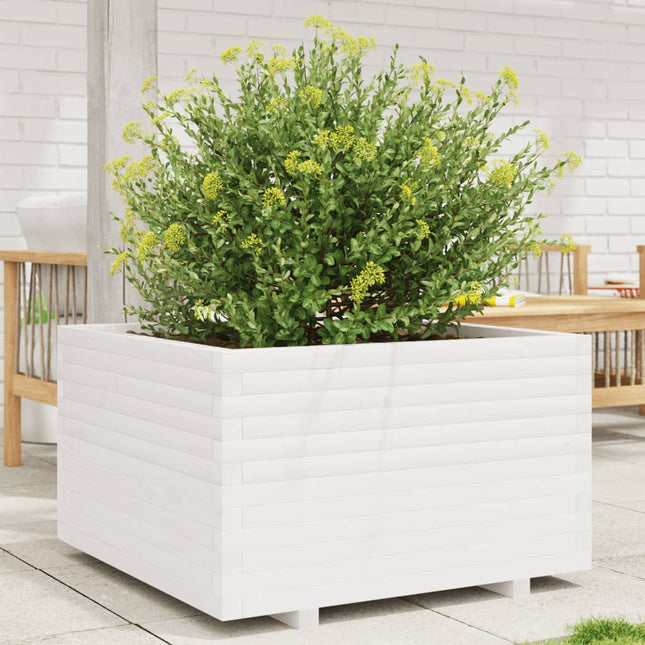 plantekasse 80x80x49,5 cm massivt fyrretræ hvid