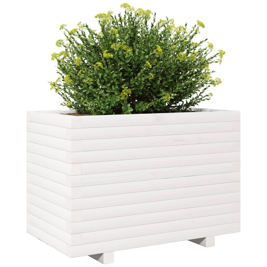 plantekasse 70x40x49,5 cm massivt fyrretræ hvid