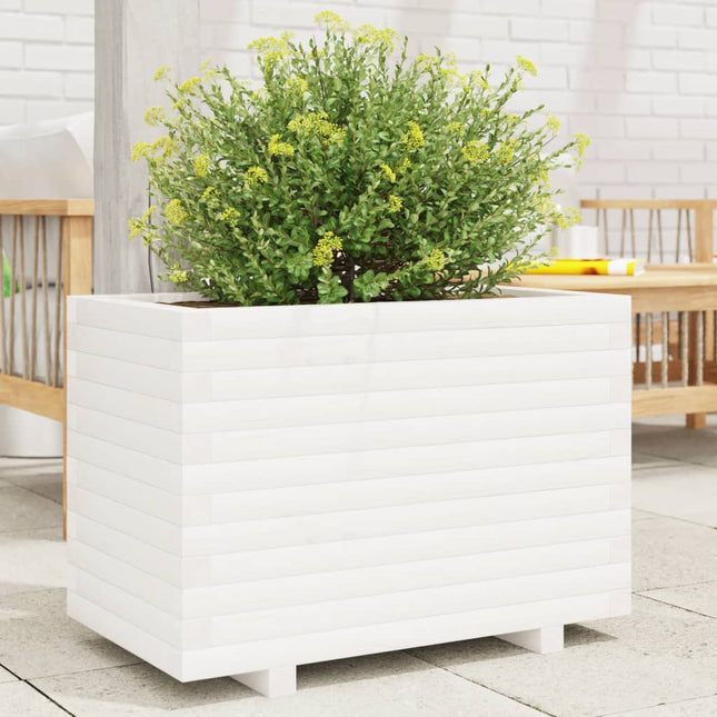 plantekasse 70x40x49,5 cm massivt fyrretræ hvid